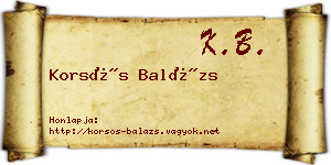 Korsós Balázs névjegykártya